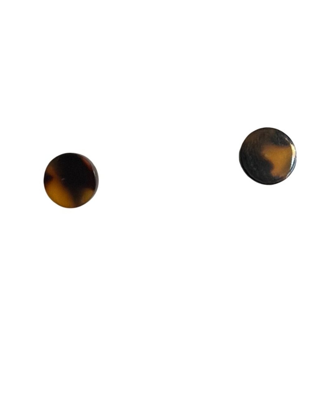 Resin Faux Tortoise Shell Round Stud Earrings Lightweight Classic .5"